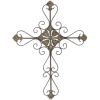 Large Gray Metal Scroll Design Gray Hanging Cross Wall Decor