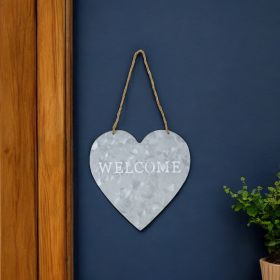 Welcome Gray Galvanized Metal Wall Art