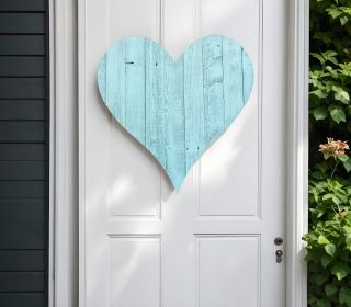 18" Turquoise Reclaimed Wood Heart Wall Decor