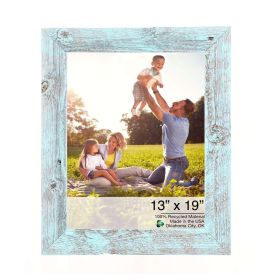 13â€ X 19â€ Rustic Farmhouse Light Aqua Blue Wood Frame