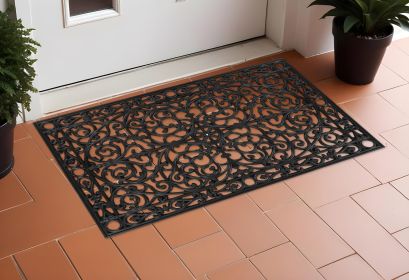 30" X 48" Black Rubber Scrollwork Outdoor Door Mat