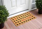 17" X 29" Natural and Black Coir Heart Welcome Outdoor Valentine's Day Door Mat