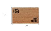 17" X 29" Natural and Black Coir Hey There Outdoor Door Mat