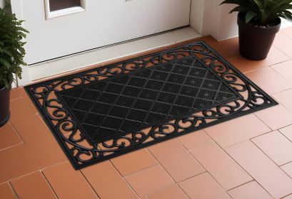 18" X 30" Black Rubber Geometric Outdoor Door Mat