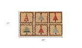 17" X 29" Natural Red and Black Coir Christmas Trees Outdoor Christmas Door Mat