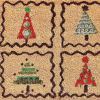 17" X 29" Natural Red and Black Coir Christmas Trees Outdoor Christmas Door Mat