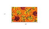 17" X 29" Orange Black and Yellow Coir Leaves Outdoor Fall Door Mat