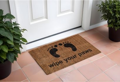 18" X 30" Brown and Black Coir Wipe Your Paws Outdoor Door Mat