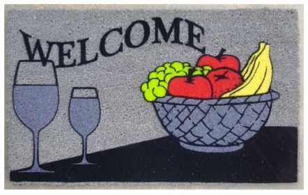 18" X 30" Black and Red Coir Wine Welcome Outdoor Door Mat