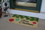 18" X 30" Beige and Red Coir Christmas Merry Christmas Outdoor Christmas Door Mat