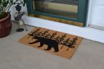 18" X 30" Brown and Black Coir Bear Outdoor Fall Door Mat