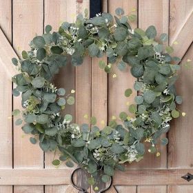 Artificial Silver Dollar Green Plant Wreath Vines And White Flowers For Weddings, Families, Party Tables, Fireplaces, Wall Decorations, Parties, Birth