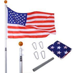 16FT Telescopic Flag Pole Kit, Sectional Flag Pole Kit, Extra Thick Heavy Duty Aluminum Flagpole