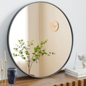 Black Circular Wall Mirror 20 Inches (Option: Black20in)