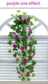 Simulation Plant Morning Glory Ratten For Wall Hanging Decoration (Color: purple)