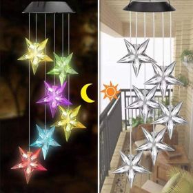 LED Colorful Solar Power Wind Chime Crystal Hummingbird Butterfly Waterproof Outdoor Windchime Solar Light for Garden outdoor (Ships From: China, Emitting Color: 04)