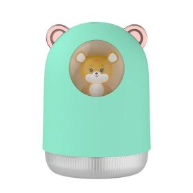 300ML USB Tiger Decoration Mini Air Humidifier With LED Light; Auto Shut-off Aroma Essential Oil Diffuser (Color: Green Rechargeable)