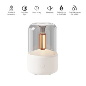 120ML Candlelight Aroma Diffuser Air Humidifier Romantic Light Portable Essential Oils Diffuser Mist Maker Fogger Purifier Home (Color: Basic White, Ships From: China)