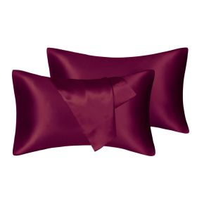 75D Satin Artificial Silk Pillowcase (Option: Wine Red-Queen 20X30in-1pcs)